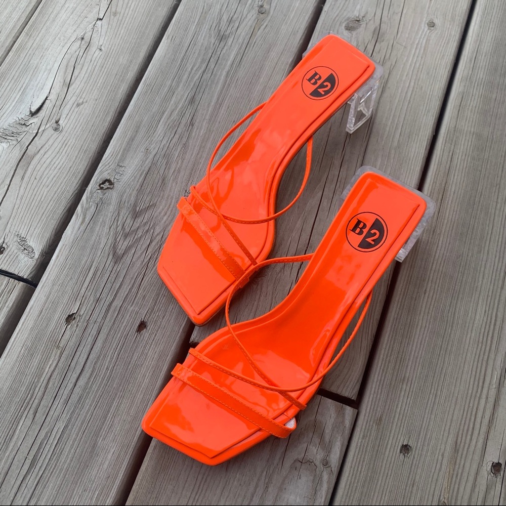 Browns B2 Neon Orange Sandal Acrylic Heel